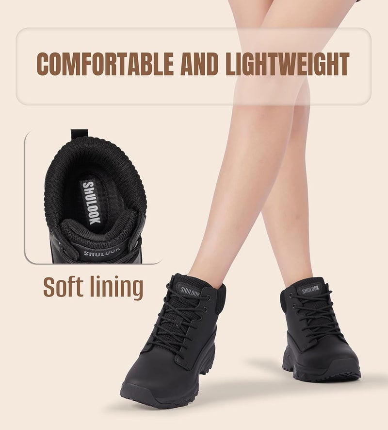 SHULOOK Non Slip Work Boots for Women Slip-Resistant Shoes Waterproof Food Service Chef Kitchen Restaurant Working Casual Comfortable Ankle Boot Outdoor Walking Booties Sneakers - Image 5
